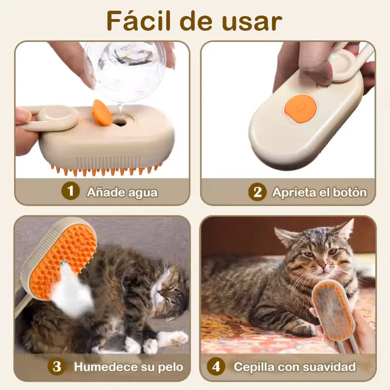 Cepillo de vapor 3 en 1 para gatos